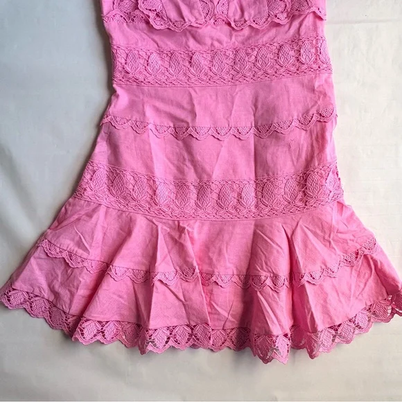 Endless Rose pink lace spring dress size small feminine cotton & linen lined - Picture 8 of 16